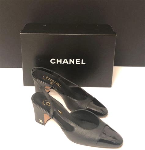 chanel slingback black leather|slingback chanel price.